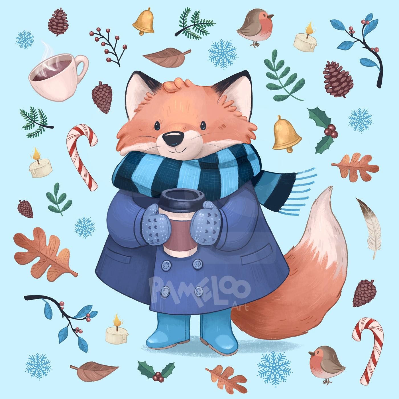 Winter Fox Warmest Wishes Card