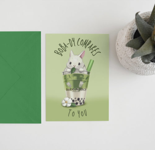 Boba Bunny Greeting Card