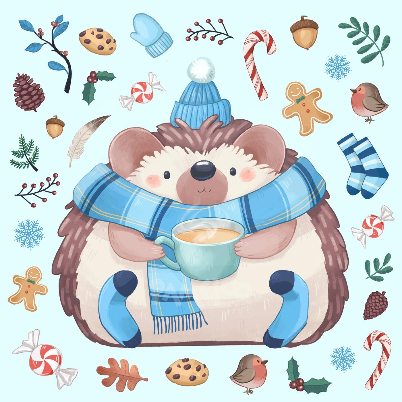 Winter Tea Hedgehog