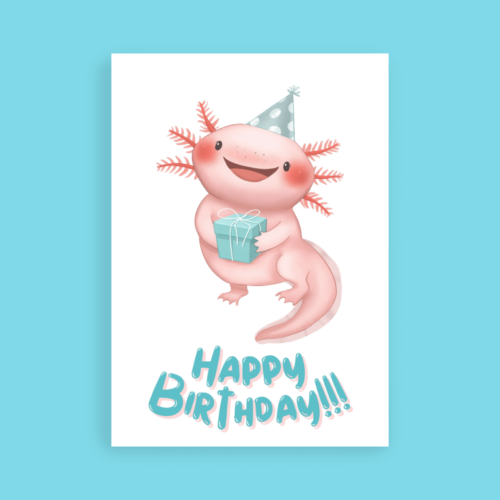 Axolotl Birthday Card