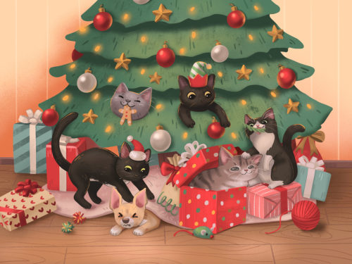 Christmas Cats and Dog