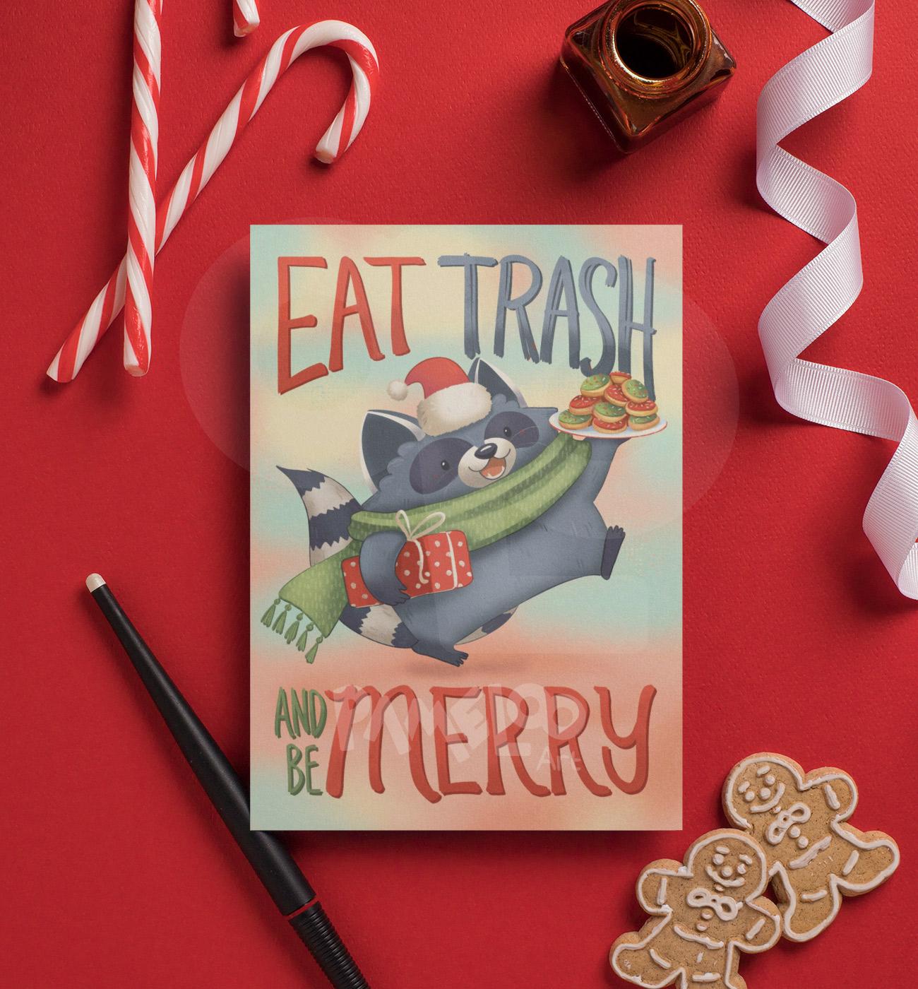 Raccoon Christmas Card