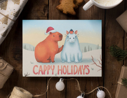Capybara Christmas Card