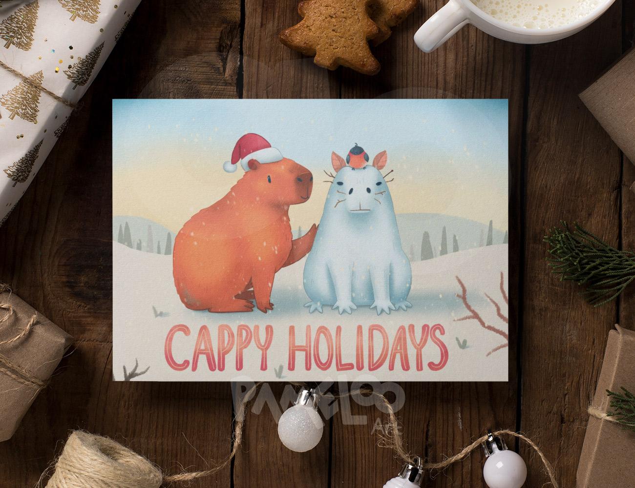Capybara Christmas Card
